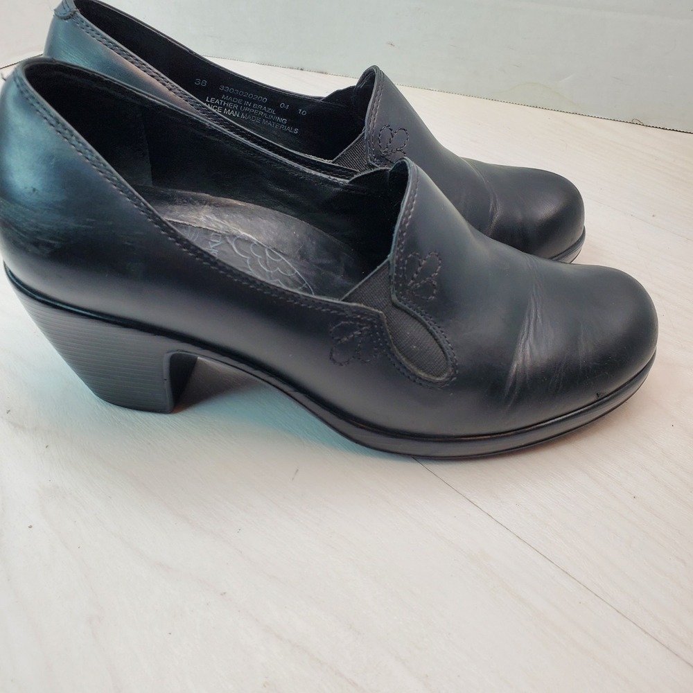 Dansko Black Leather Slip On Block‎ Heel Loafers Women Size 38 - Picture 7 of 16